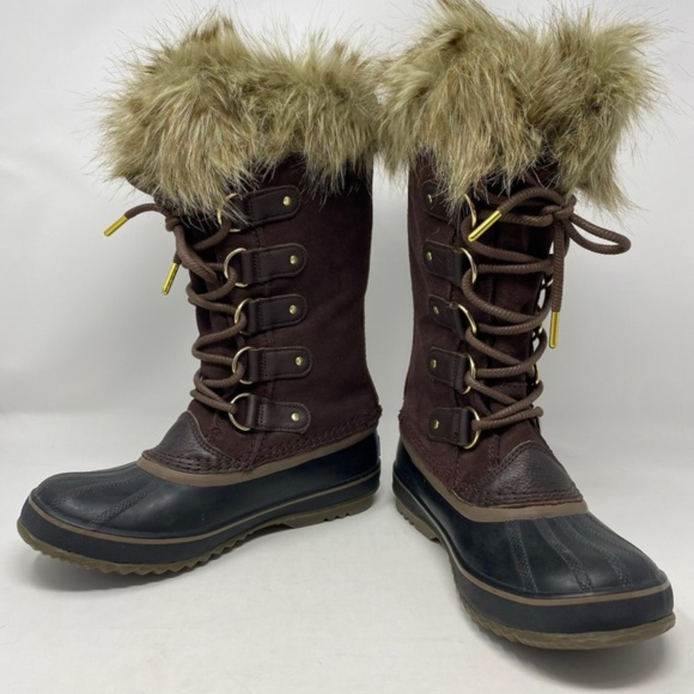 Sorel Joan of Arctic Boots Womens 6.5 Brown Suede NL3481-908 Faux Fur Waterproof